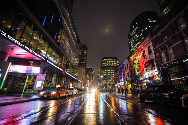 king west street at night