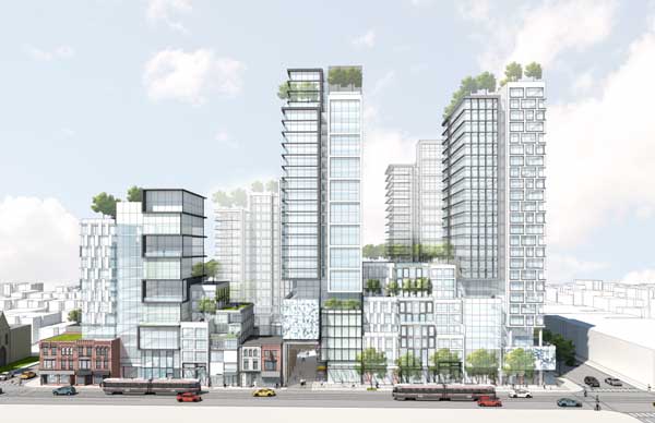 rendering of the towers at Mirvish Village