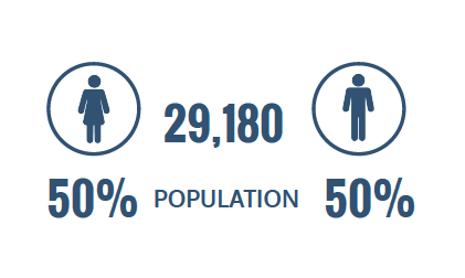 population 29,180 50% women and 50% men