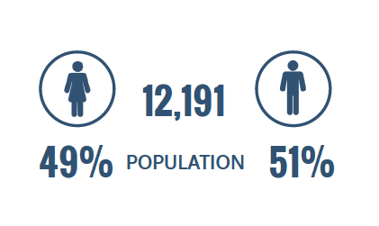 population 12,191 49% women and 51% men