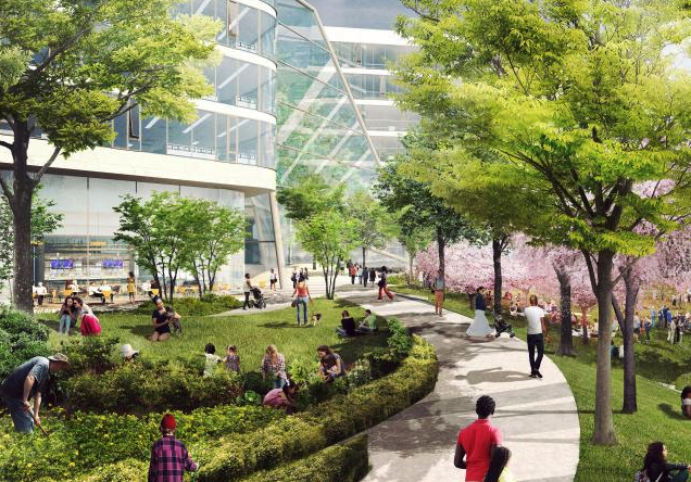 Rendering of the green space at new development