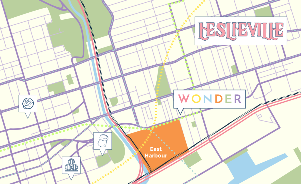 wonder condos in leslieville -map view
