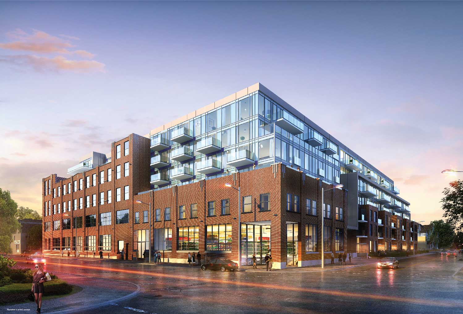 exterior view of wonder condos in leslieville