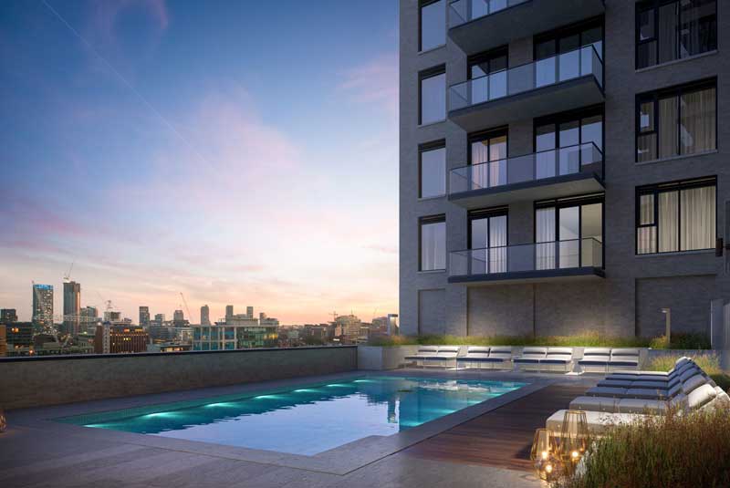 pool deck at richmond residences condos -with city view