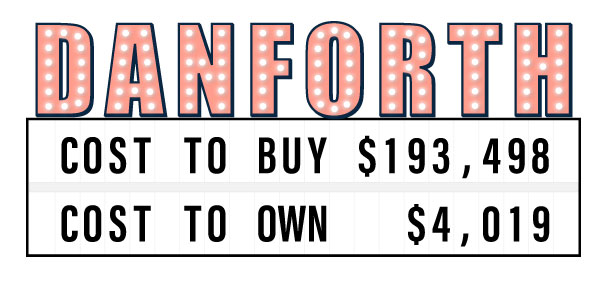 cost-of-semi-detached-home-danforth Sign showing the cost to buy and own a semi-detached home on the Danforth