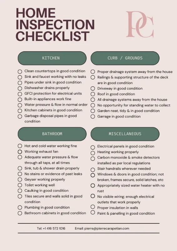 home inspection ontario checklist